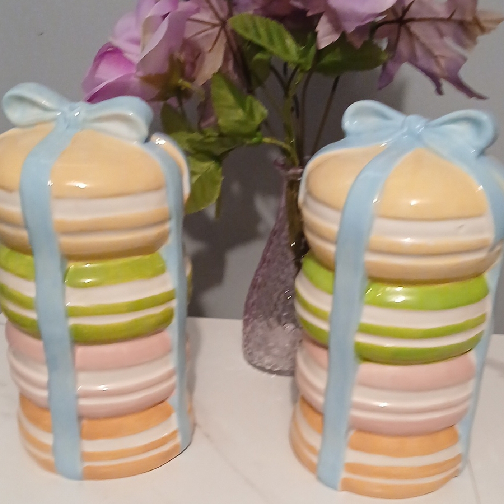 Set Of 2 Colorful Macaron Stacked Jars - Picture 5 of 7